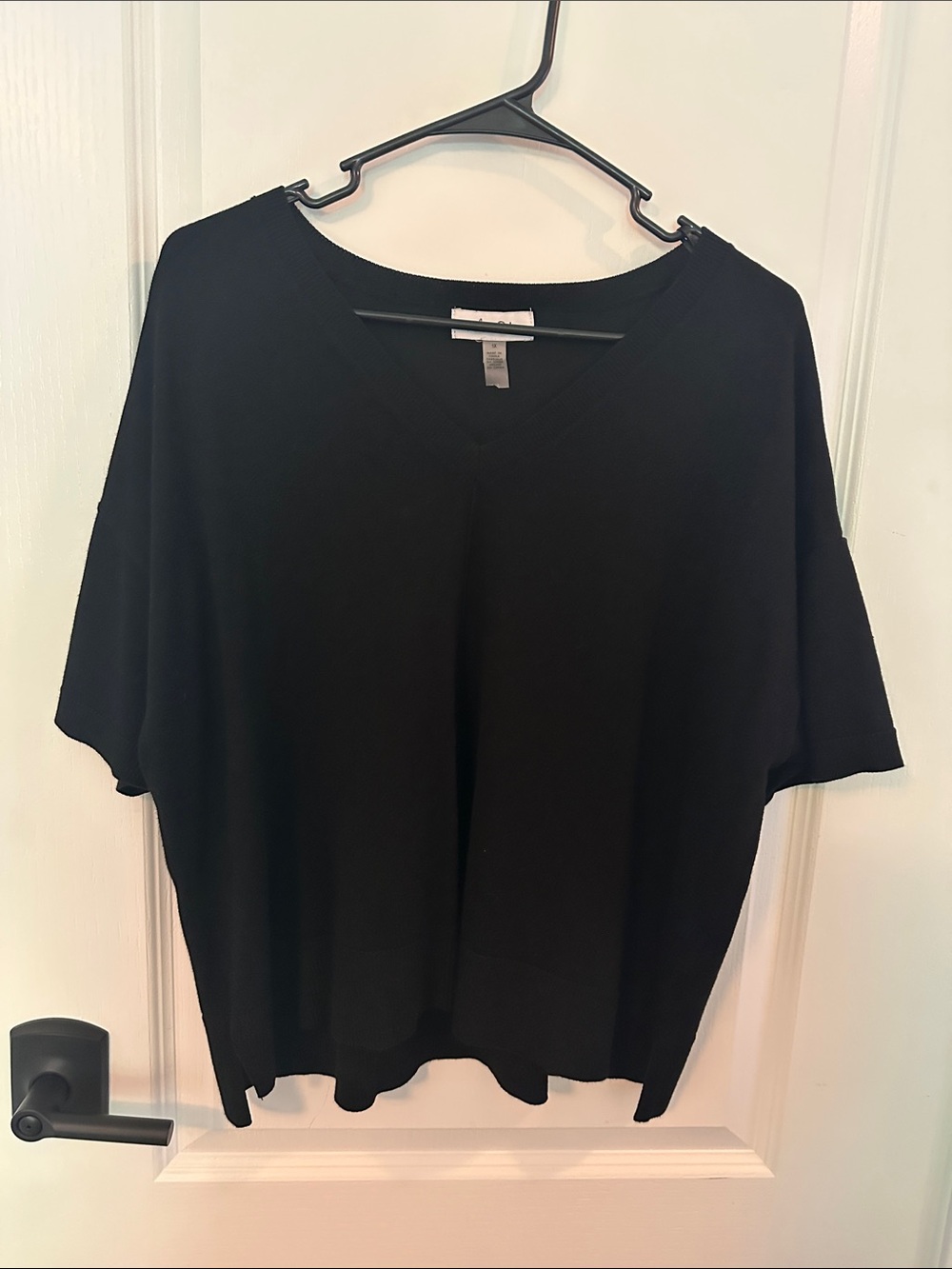 Melissa Paige Black V-Neck Short Sleeve Tunic Top